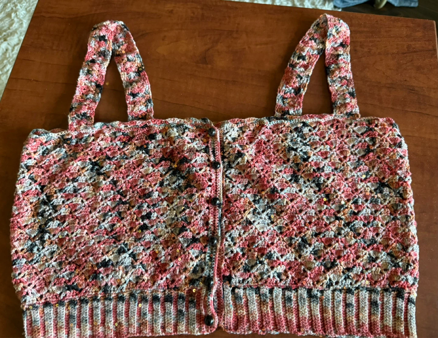 Handmade Crocheted Sequin Crop Top - photo 5