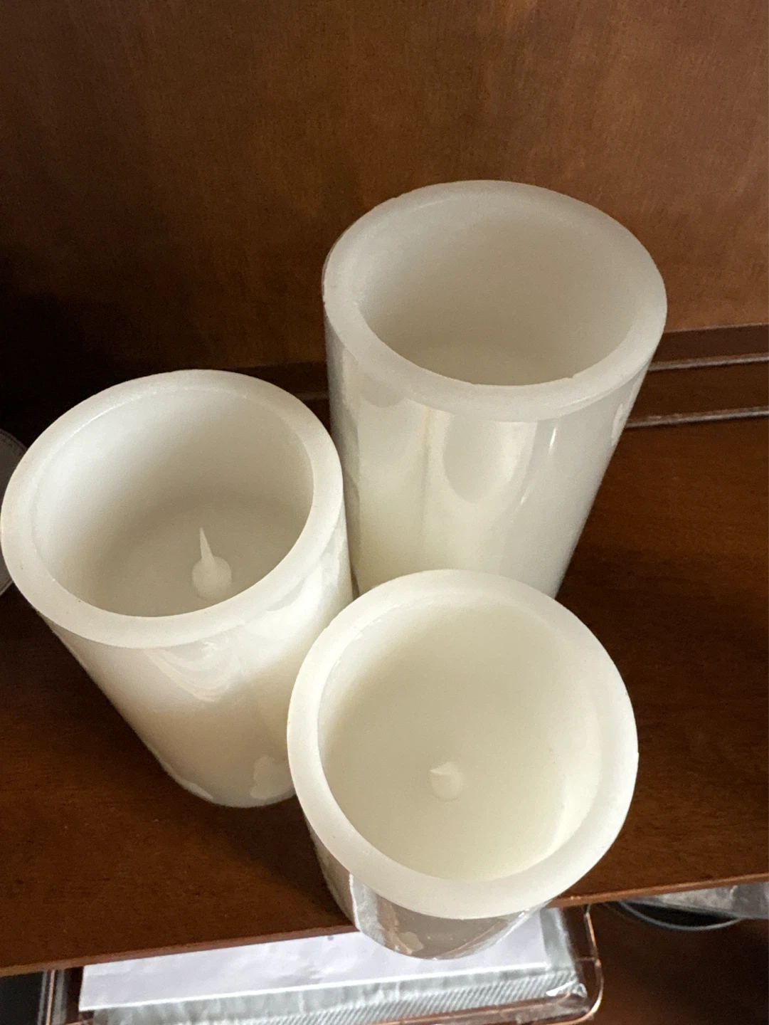 Set of 3 White LED Pillar Candles with Remote