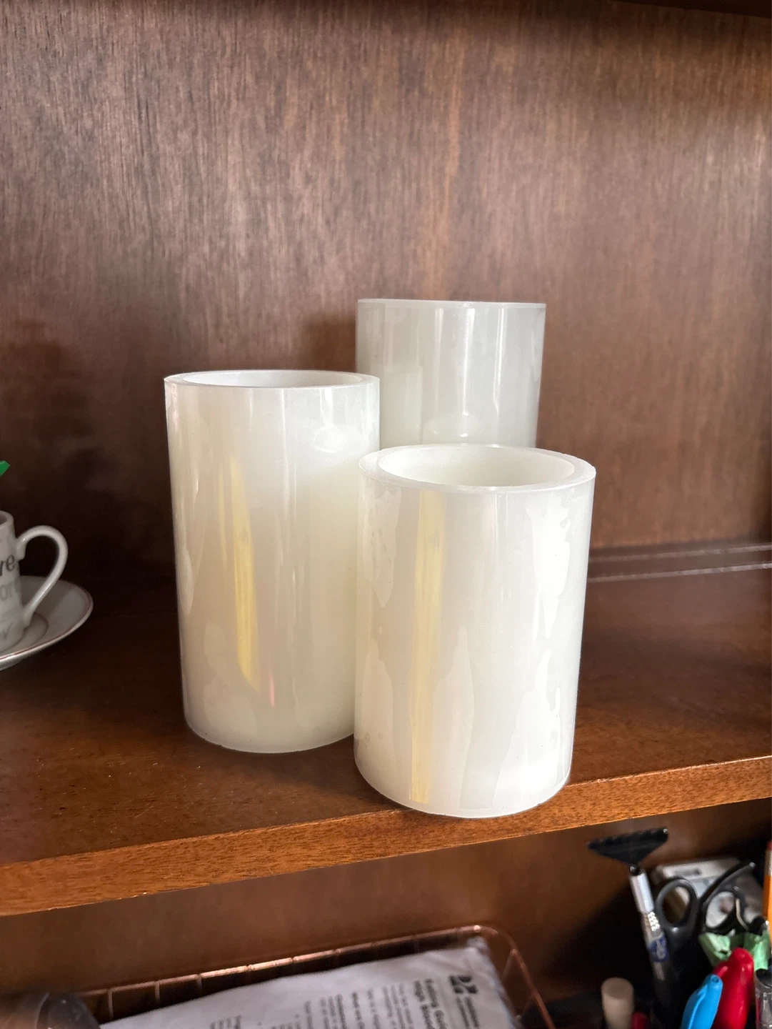 Set of 3 White LED Pillar Candles with Remote - photo 3