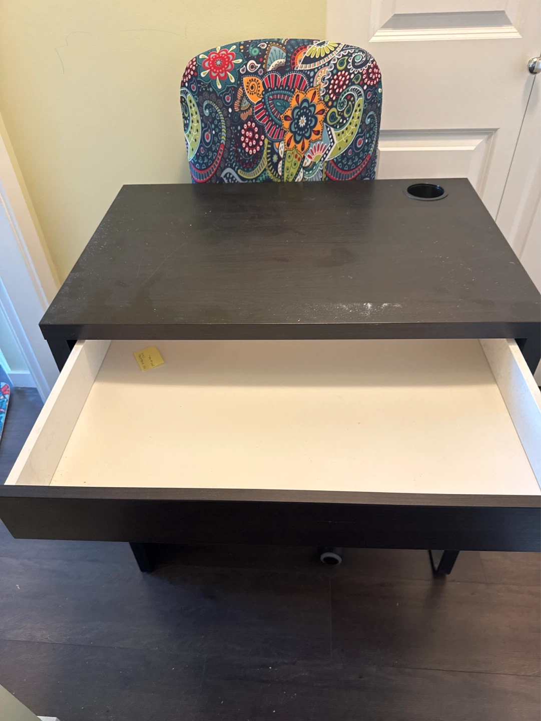 Black Desk with Drawer and Cable opening - photo 2
