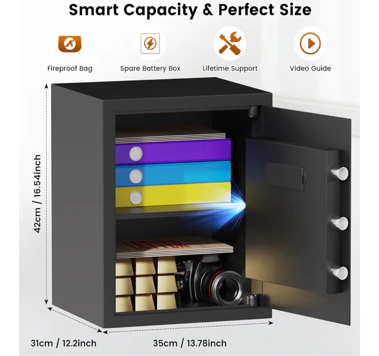 FOWORE Fireproof Safe Box with Digital Lock - photo 2