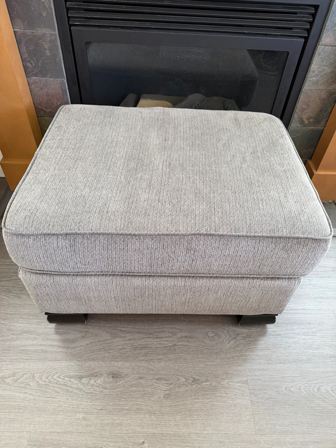 Grey Fabric Storage Ottoman