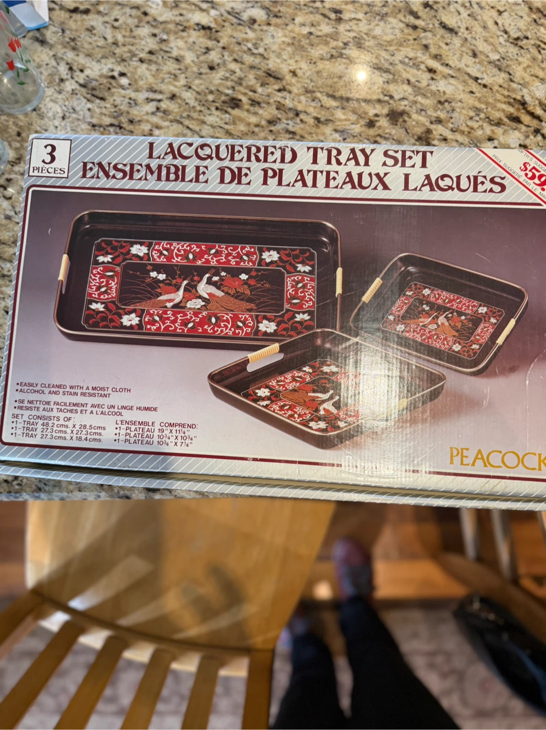 Peacock Lacquered Tray Set