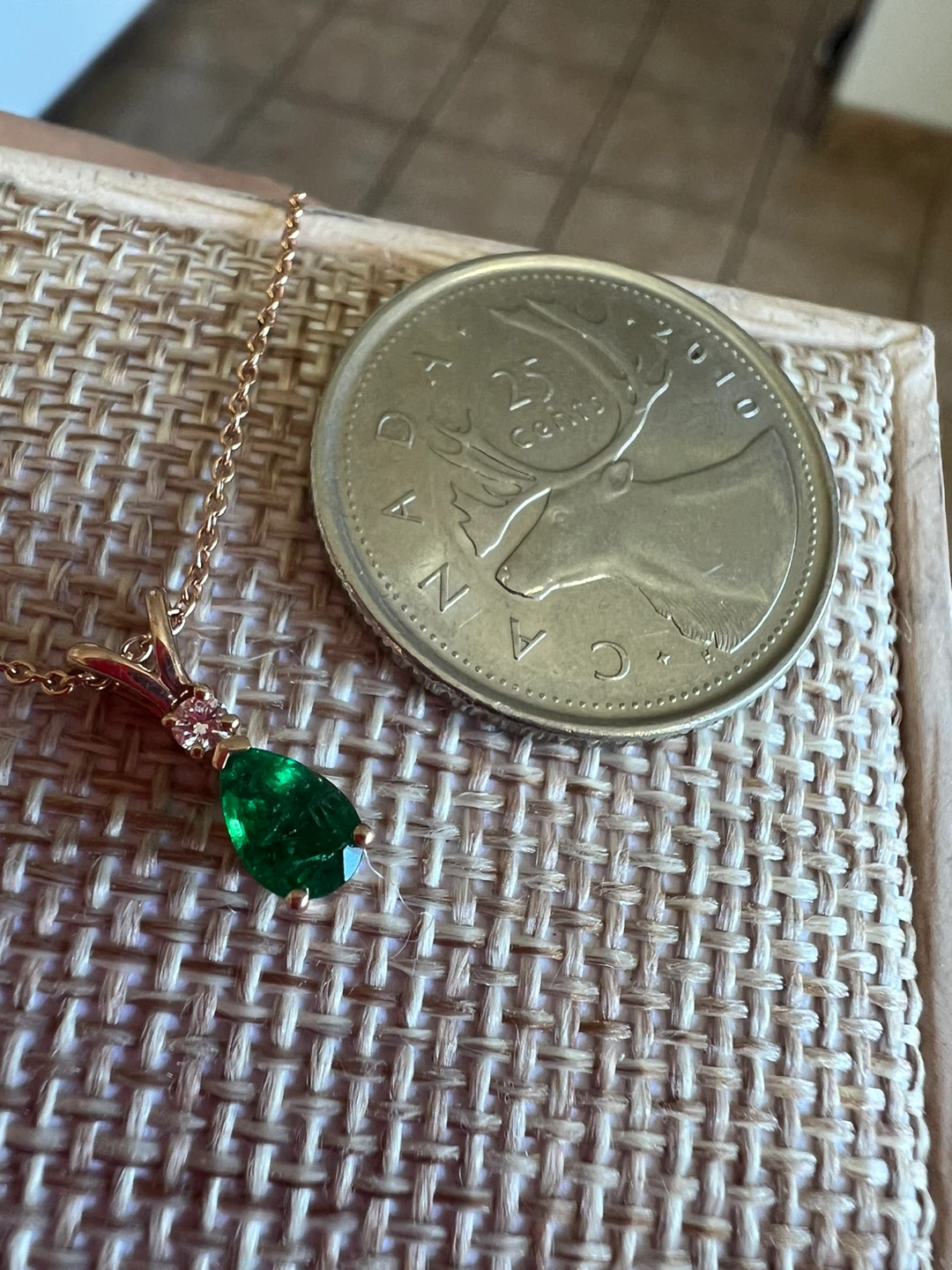 10K Rose Gold Emerald Pendant Necklace - photo 2