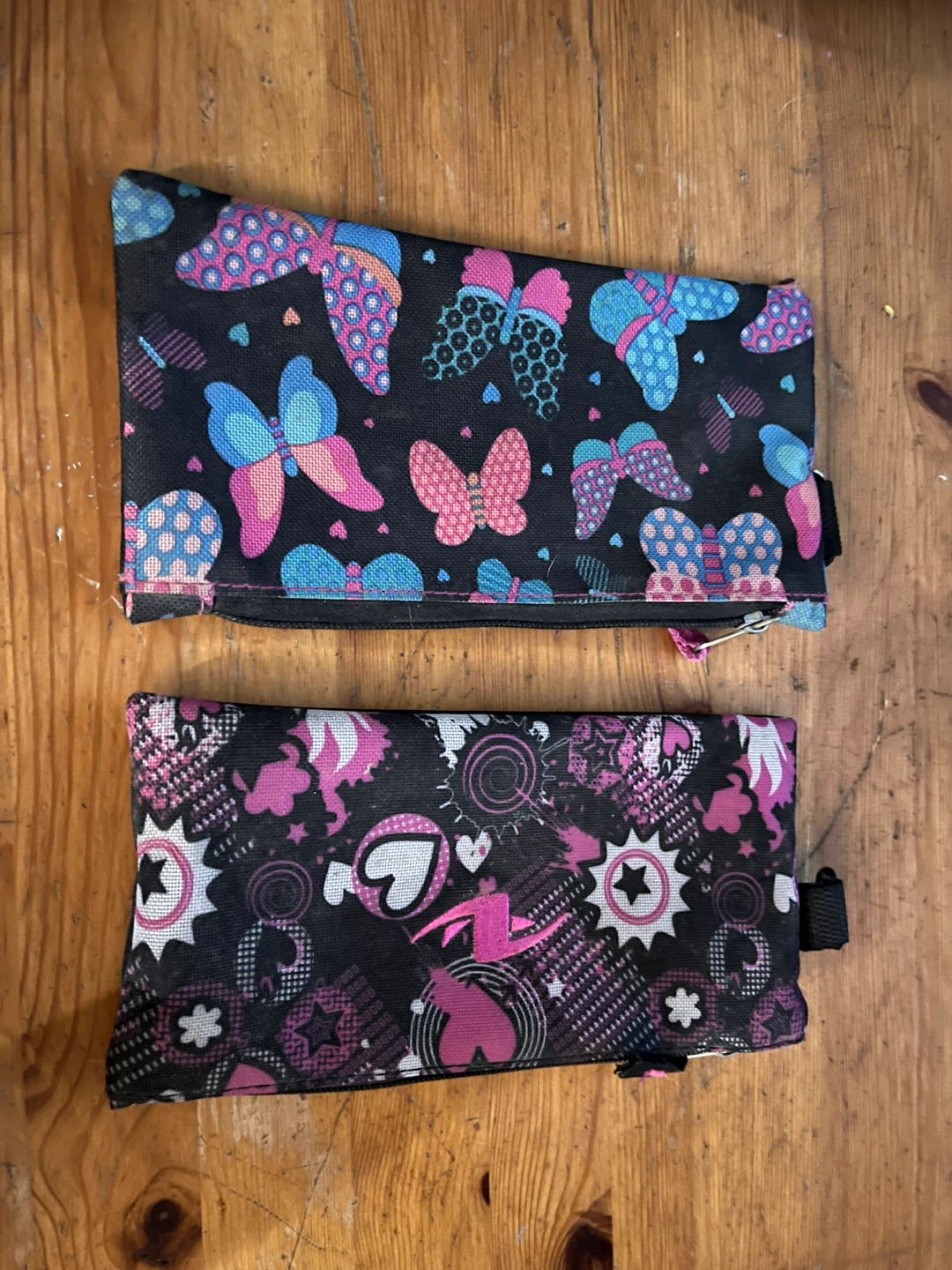 Set of 2 Pencil Cases - Butterfly and Funky Print