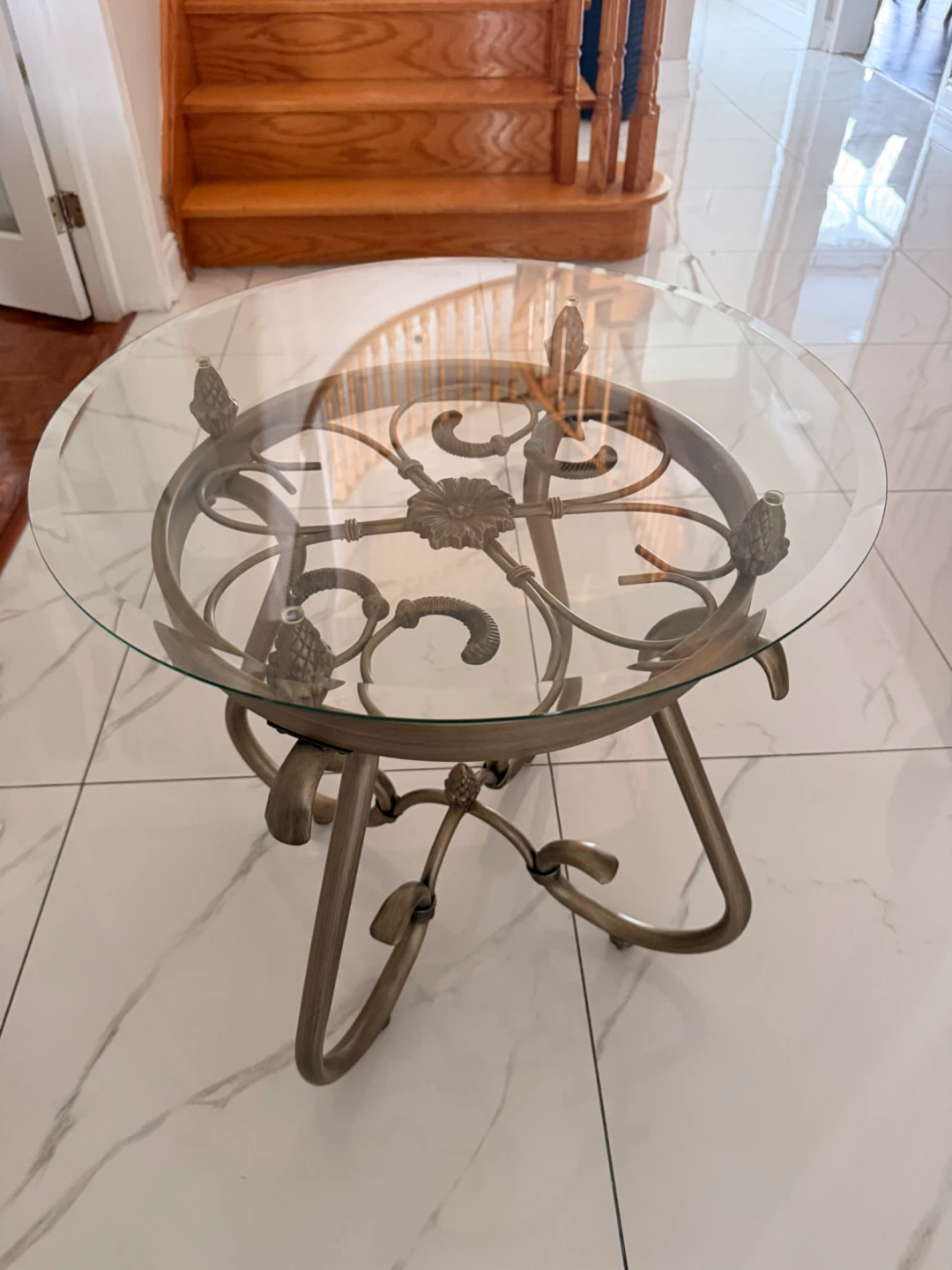 Glass Top Round Accent Table
