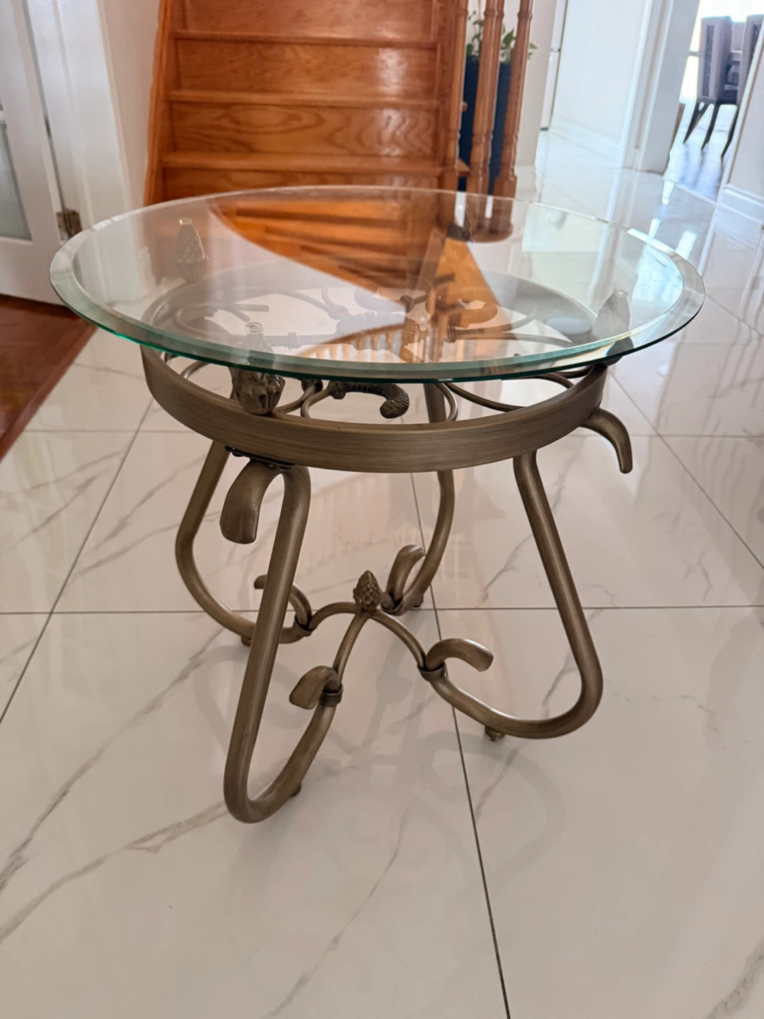 Glass Top Round Accent Table - photo 2