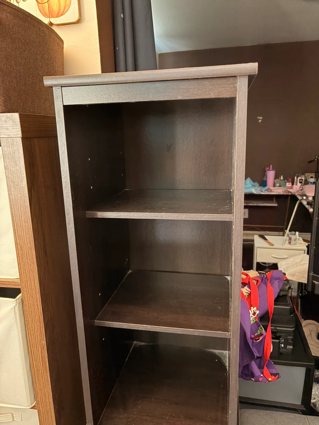 Dark Brown Tall Bookshelf with Cabinet - photo 2