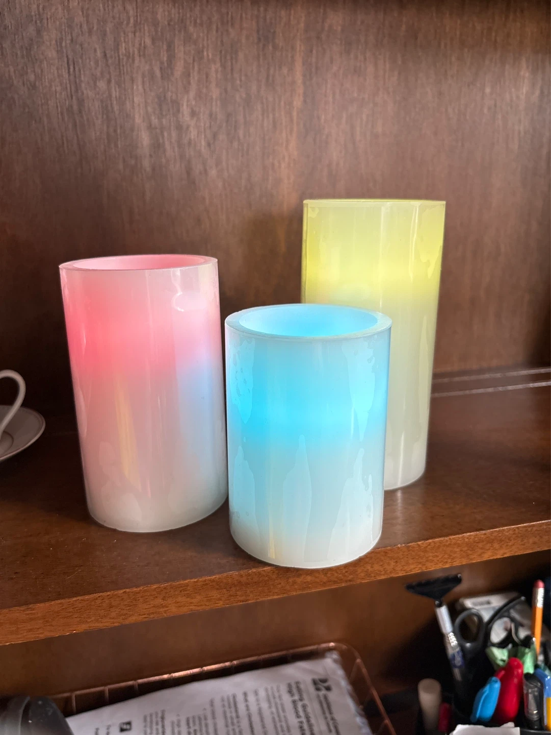 Set of 3 White LED Pillar Candles with Remote - photo 4