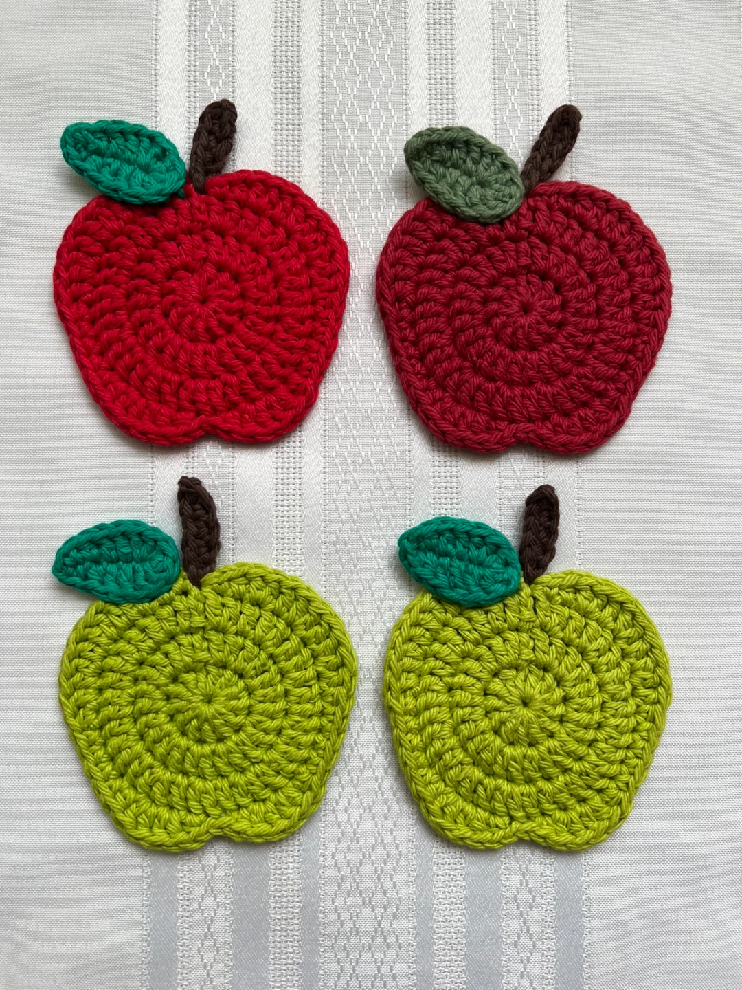 Set of 4 Crochet Apple Coasters