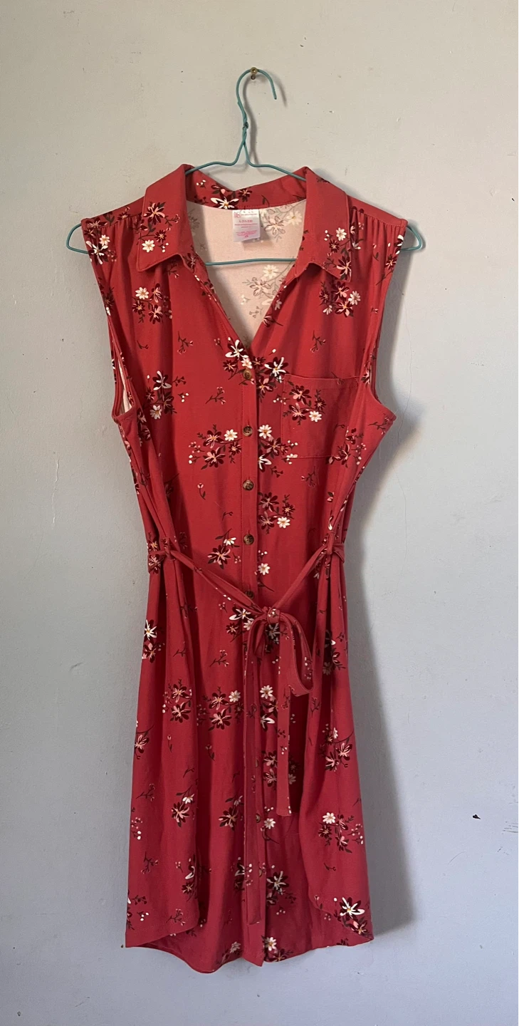 No Boundaries Floral Shirt Dress - Red - Medium