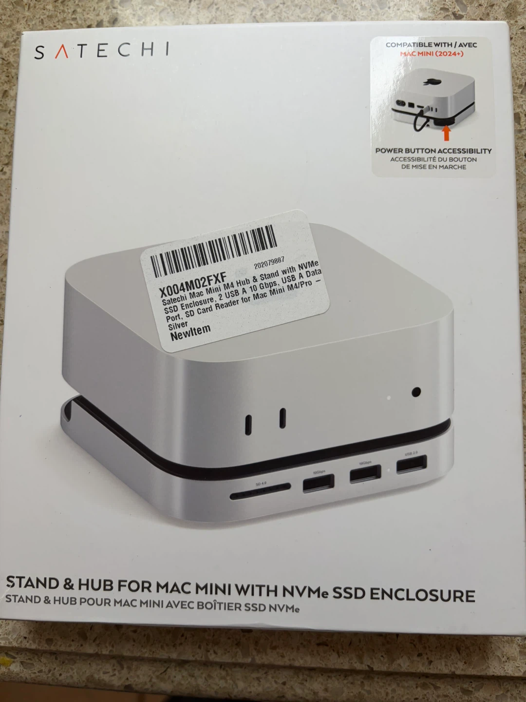Satechi Mac Mini M4 Hub & Stand with NVMe SSD Enclosure - Silver