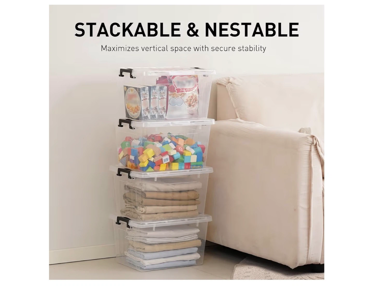 6 Clear Plastic Storage Bins with Lids - 24L Capacity - photo 3