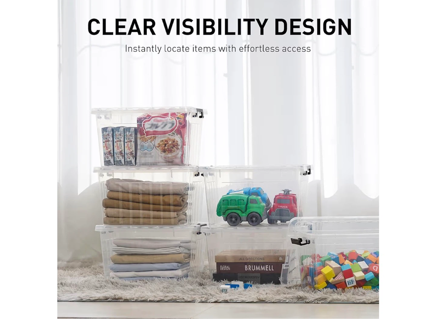 6 Clear Plastic Storage Bins with Lids - 24L Capacity - photo 4