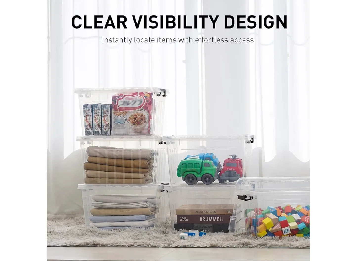 6 Clear Plastic Storage Bins with Lids - 24L Capacity - photo 4