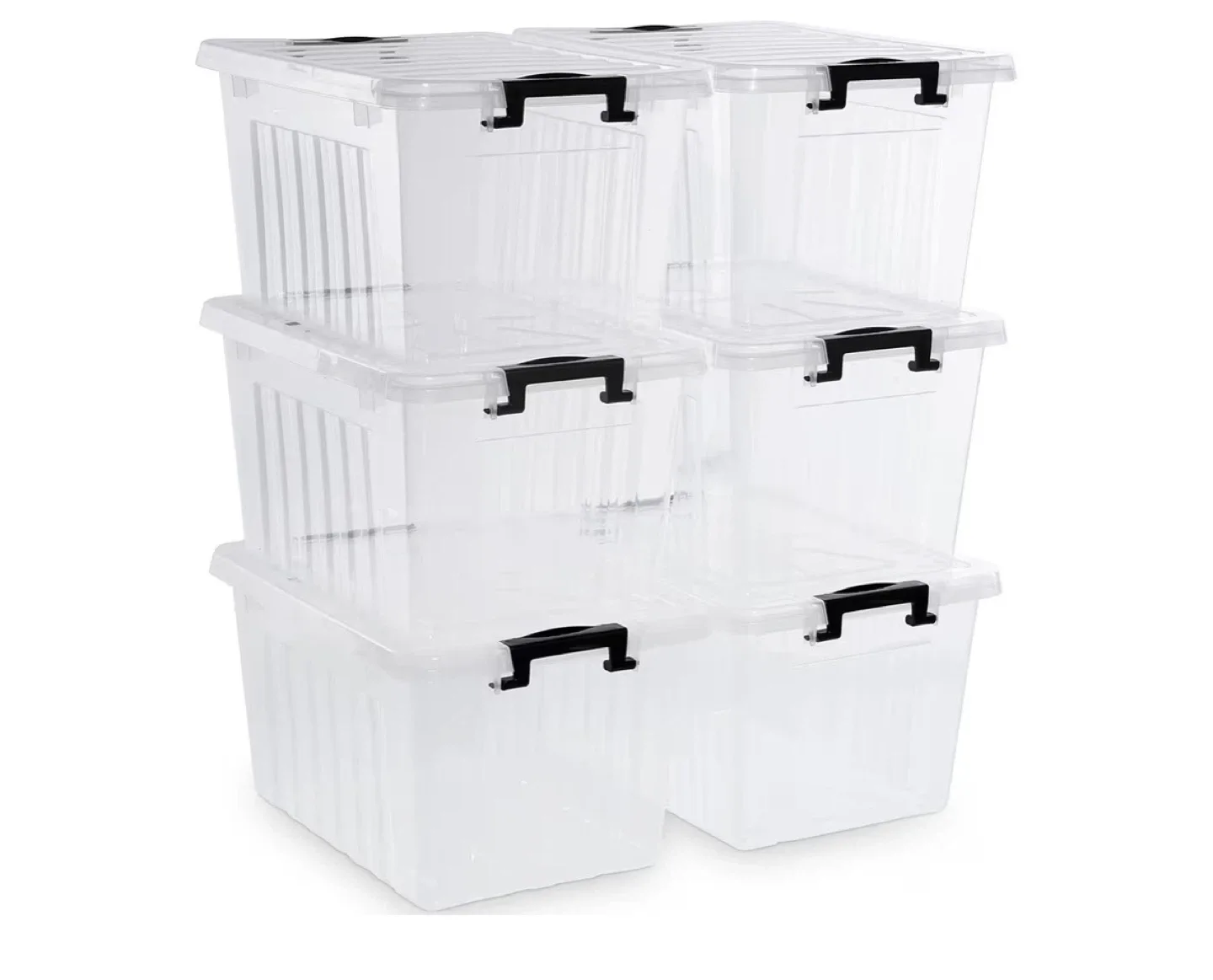 6 Clear Plastic Storage Bins with Lids - 24L Capacity