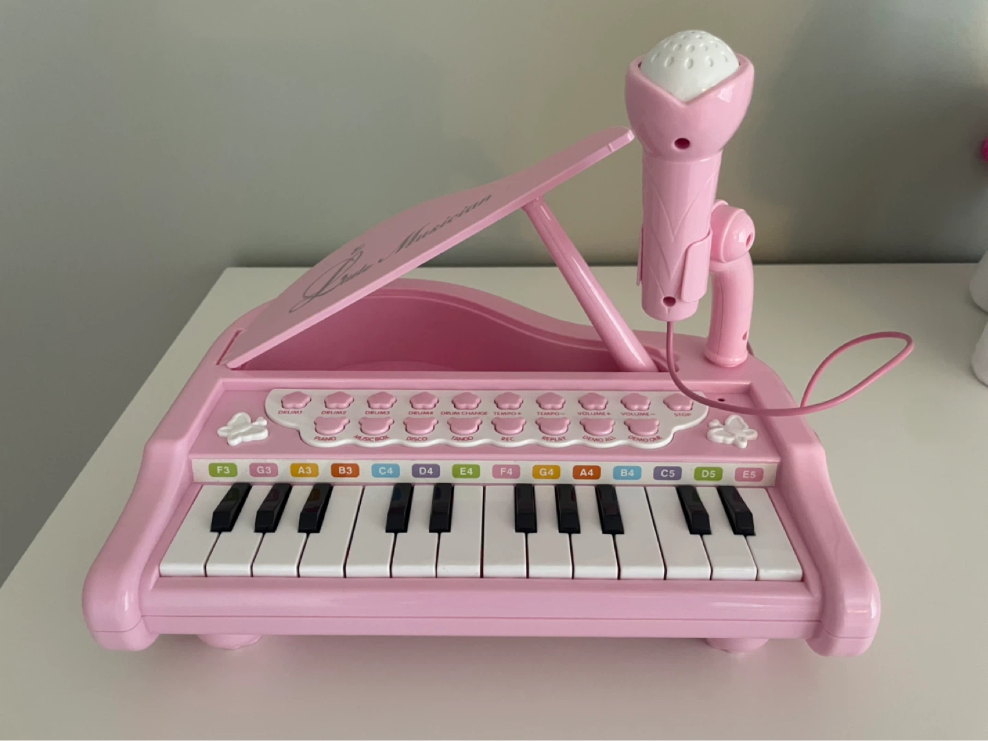 Pink "Cute Musician" Electronic Piano with Microphone