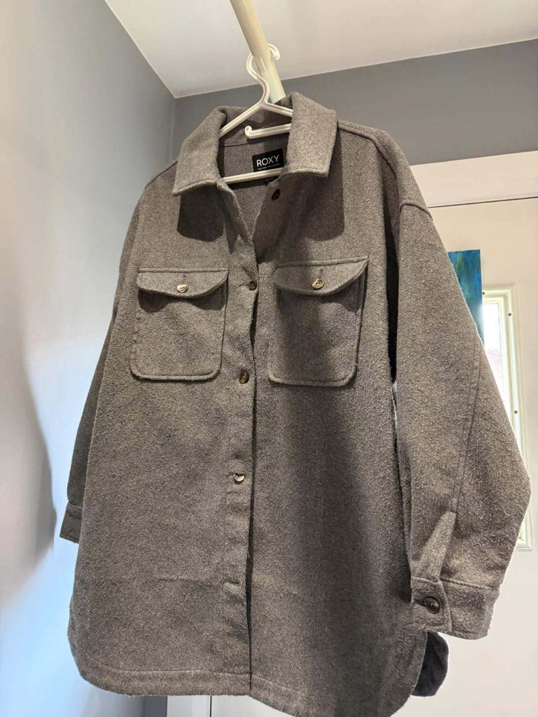 Roxy Grey Button-Up Shirt Jacket Shacket - photo 4