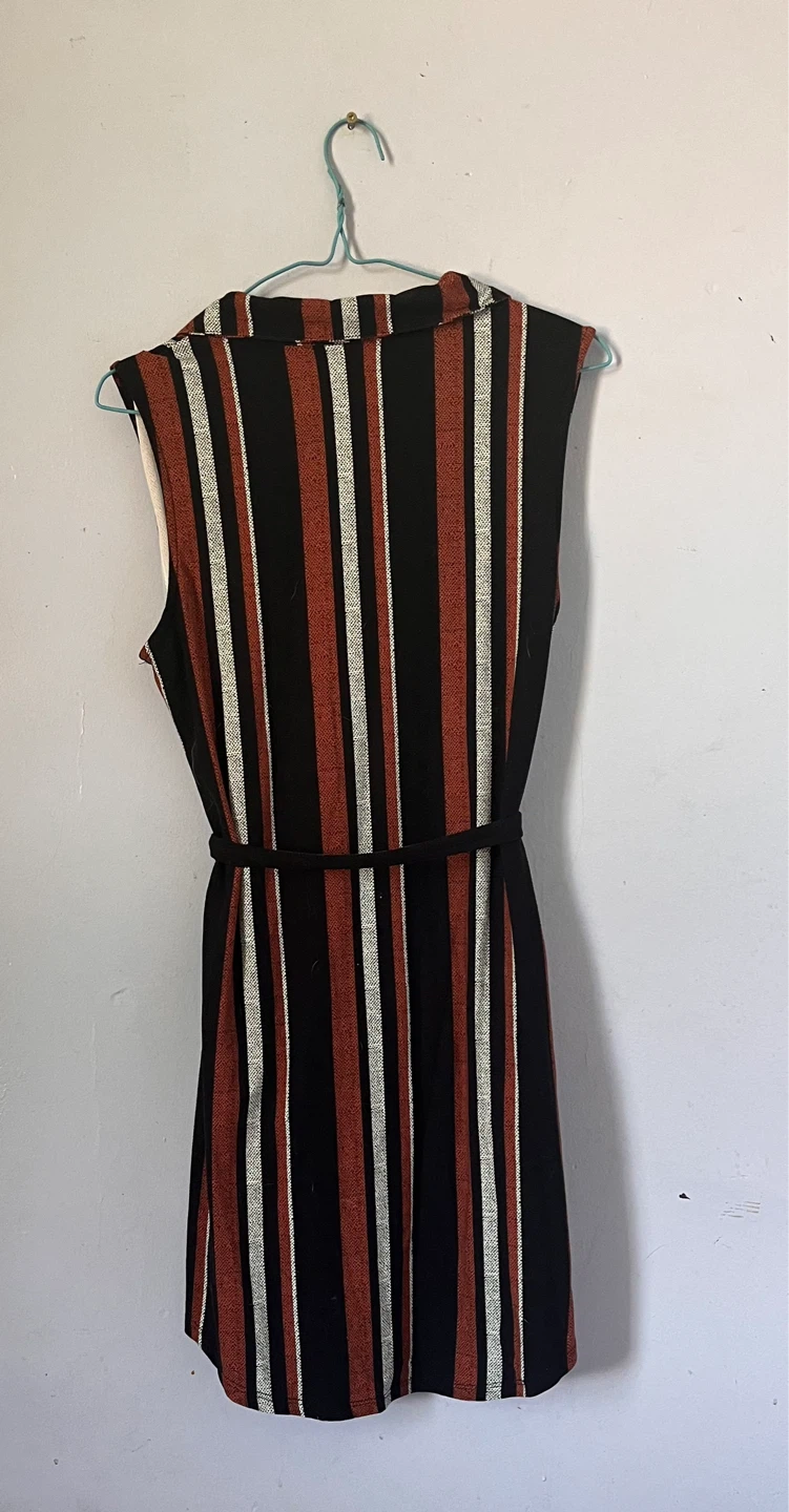 Women's Striped Sleeveless Dress with Belt - photo 2