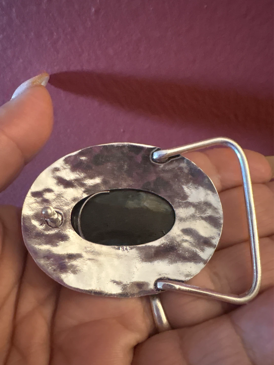 NEW vintage Sterling Silver Genuine Labradorite Belt Buckle - photo 2