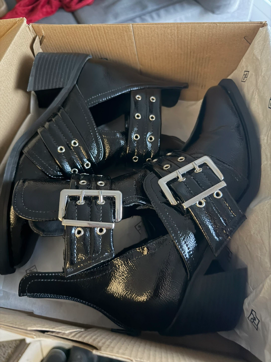 Black Buckle Ankle Boots - Size 9