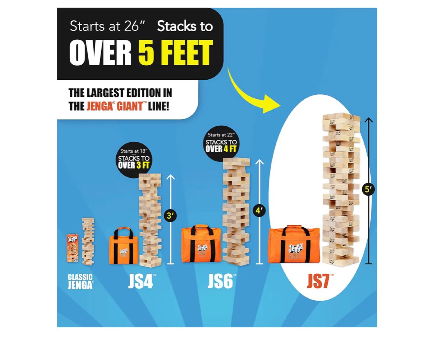 Jenga Giant JS7 Hardwood Game with Travel Bag - photo 3
