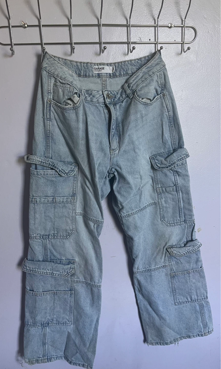 Garage Denim Light Wash Cargo Jeans