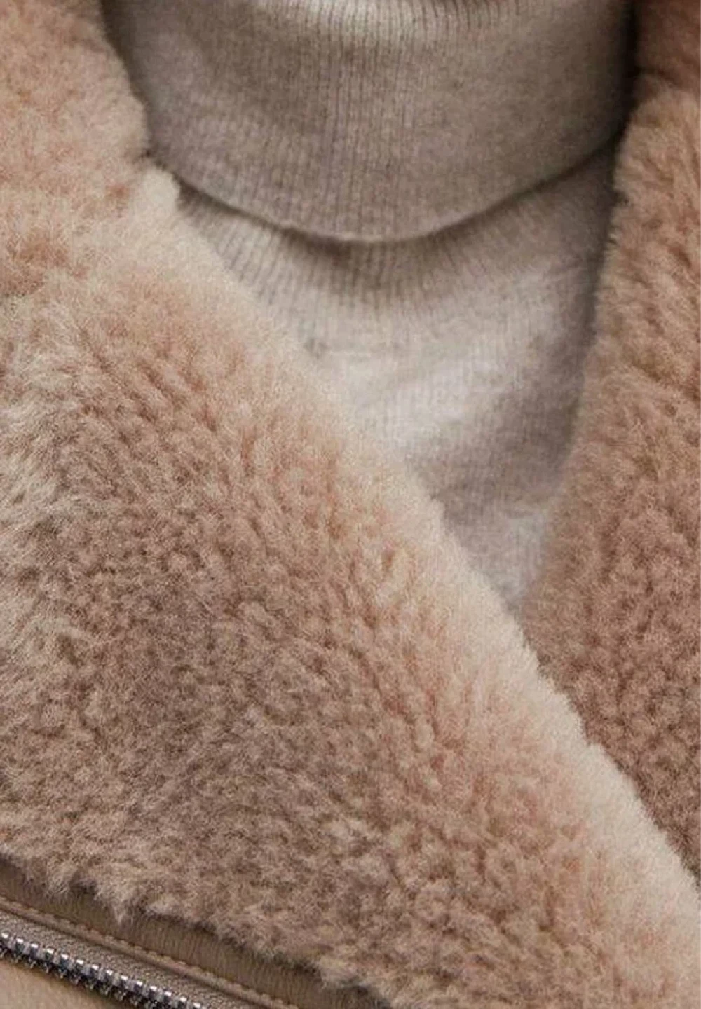 Mango Women's Faux Shearling Lined Aviator Jacket - Tan/Beige - photo 5
