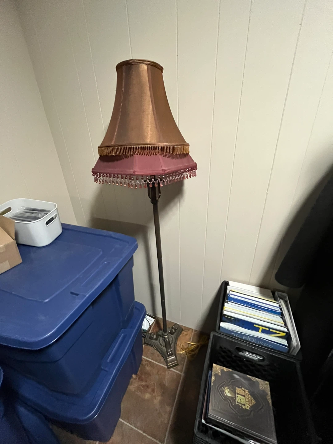 Decorated Floor Lamp with Beaded Shade