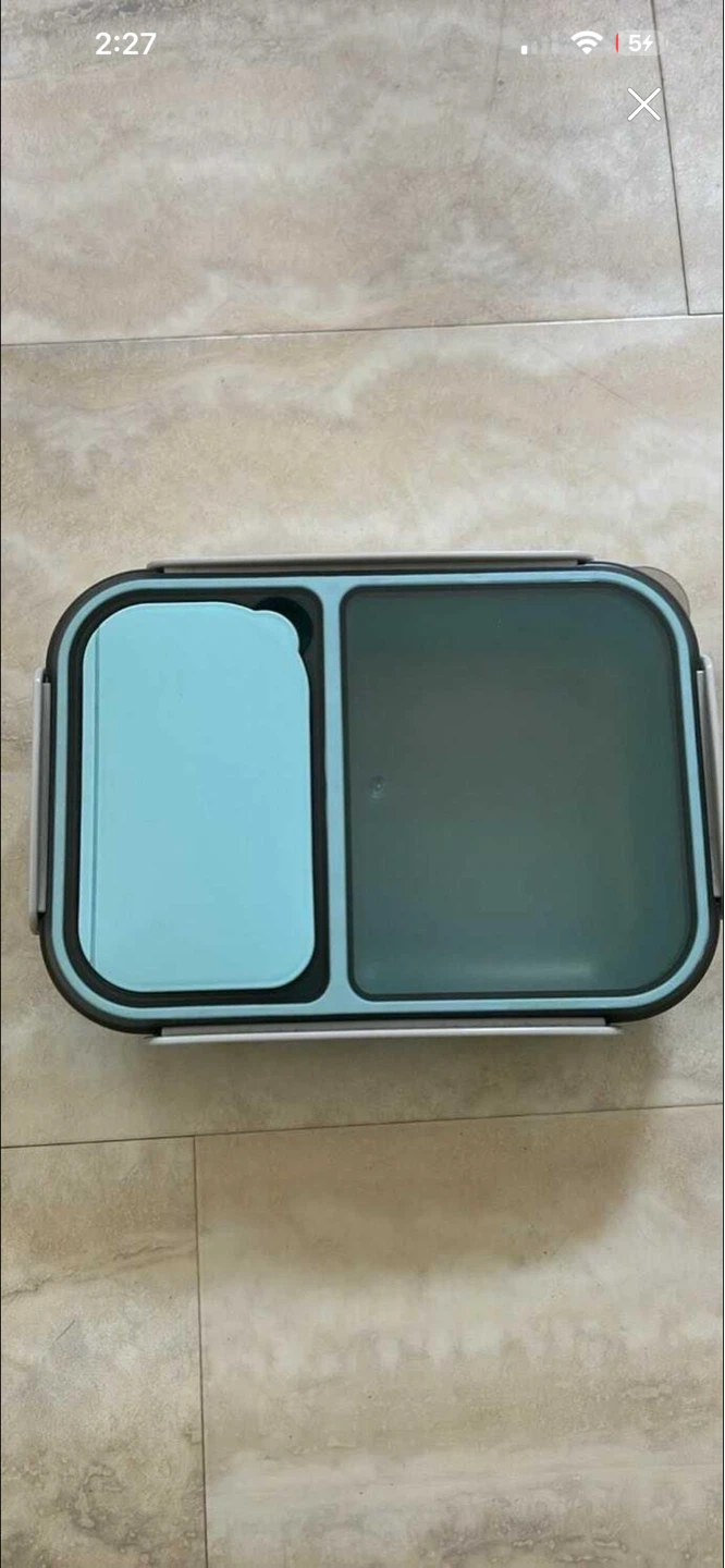 Two-Compartment Bento Lunch Box - Blue and Grey