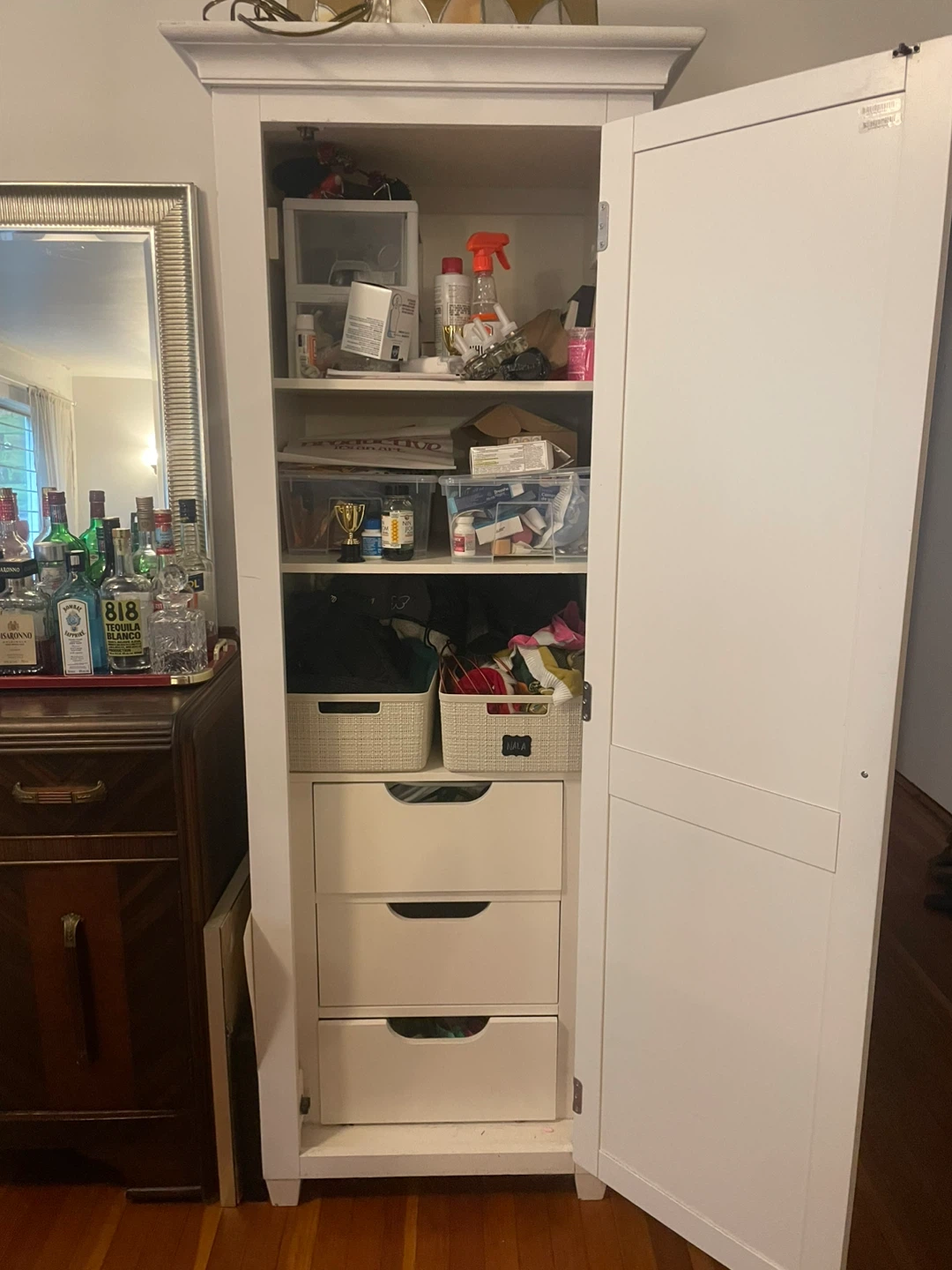 White Storage Cabinet with Drawers and Shelves - photo 3