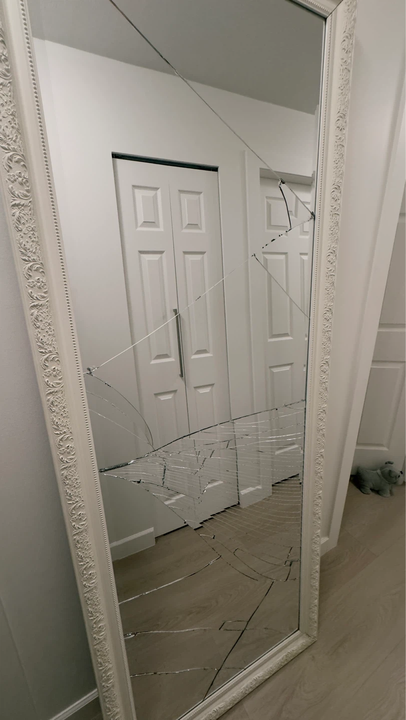 Decorative White Framed Mirror - Cracked - photo 2