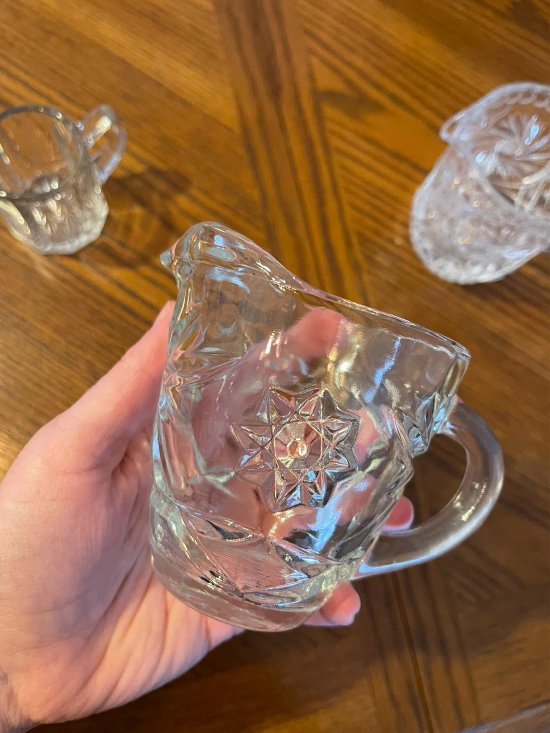 Set of 3 Clear Glass Creamers and Pitchers - photo 3