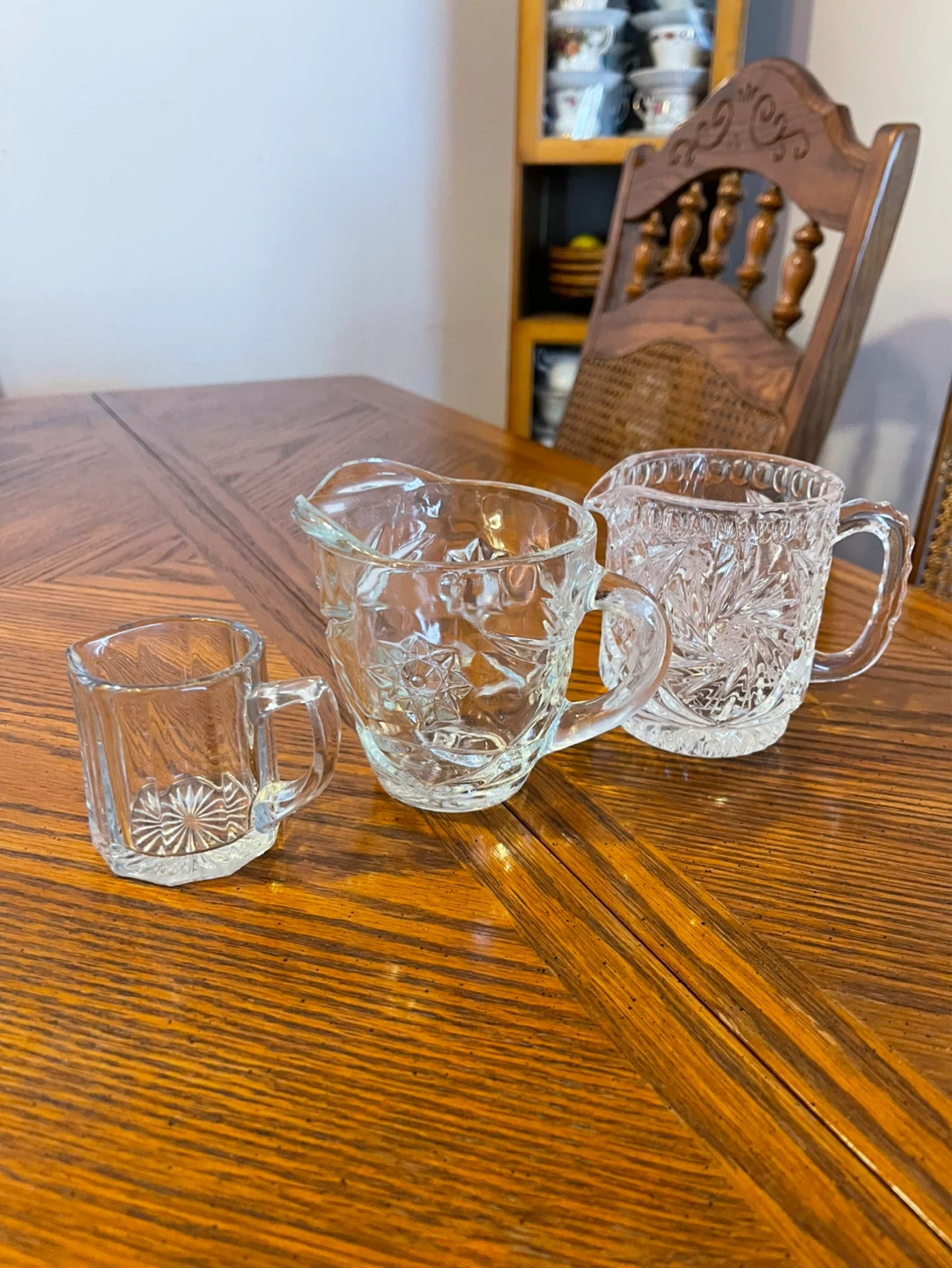 Set of 3 Clear Glass Creamers and Pitchers