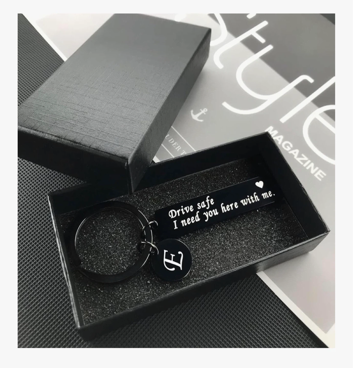 Letter J Drive Safe Keychain with Heart - photo 2