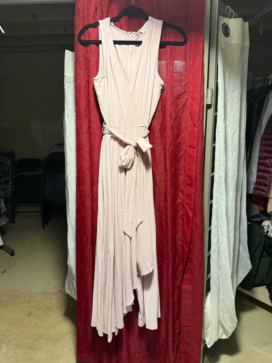 Calvin Klein Women's Pink Textured Wrap Jumpsuit Size 10 - photo 2