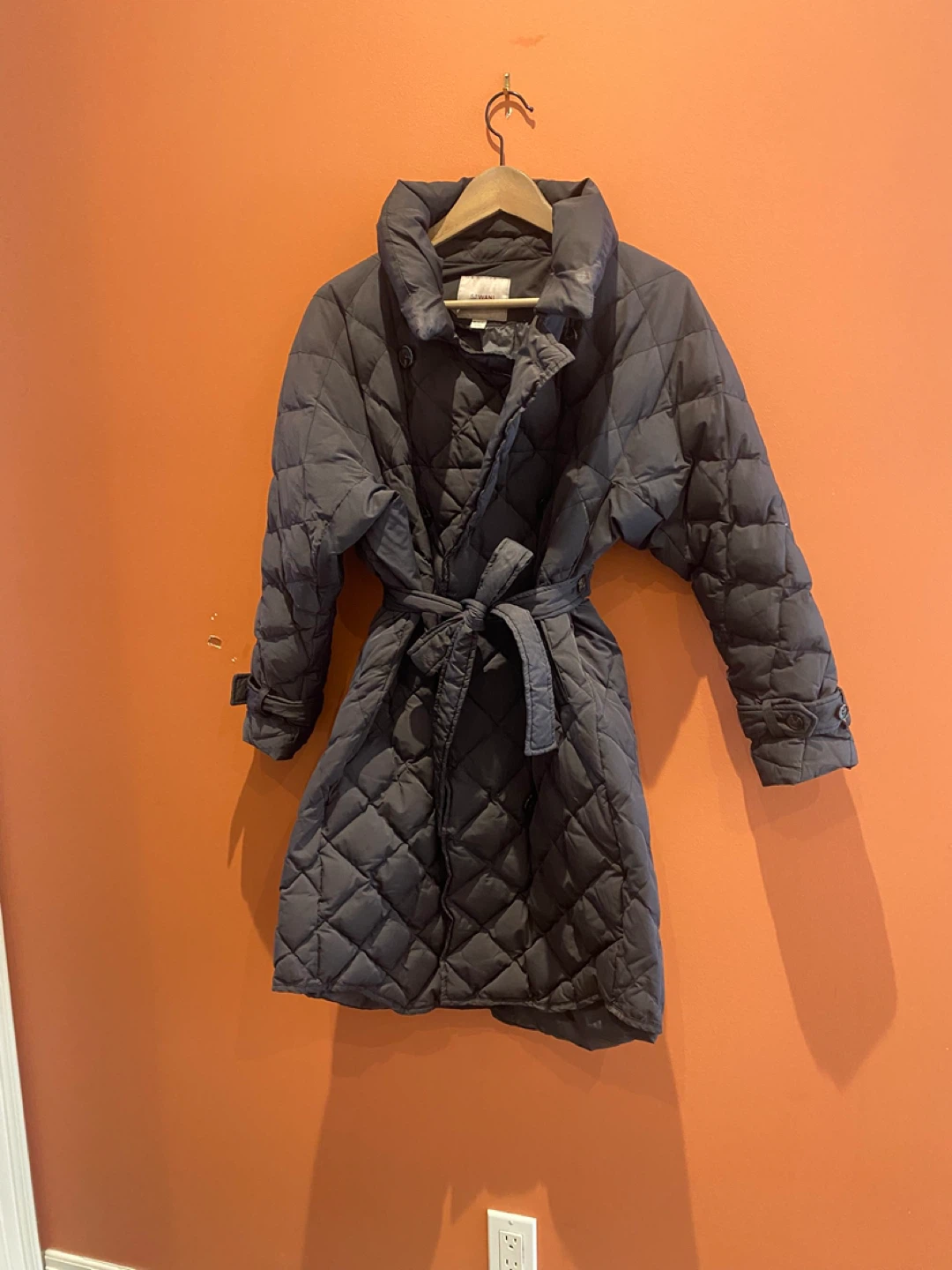 Quilted black Belted Coat