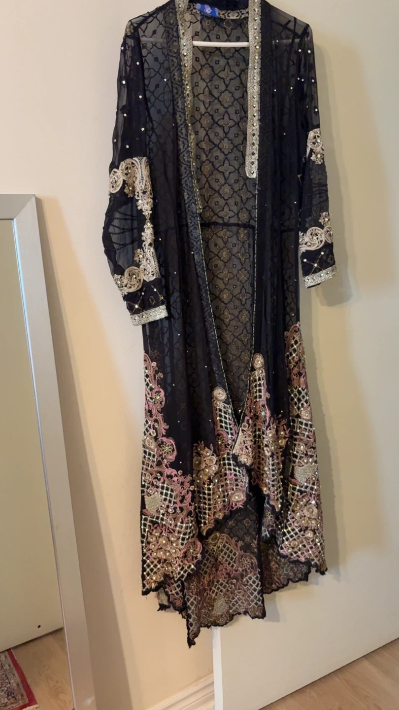 Black Embroidered Sheer Long Coat/Maxi Dress - photo 3