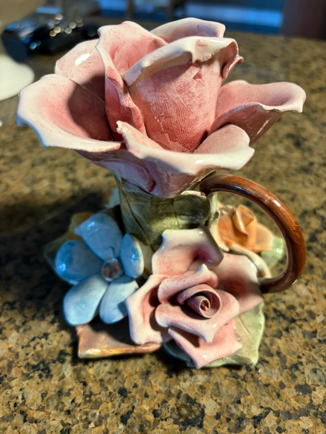 Vintage Floral Ceramic Candle Holder Set - photo 2