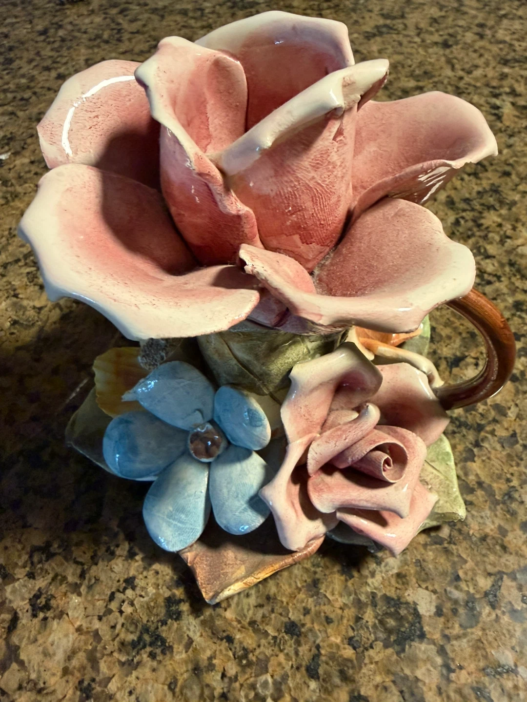 Vintage Floral Ceramic Candle Holder Set - photo 3