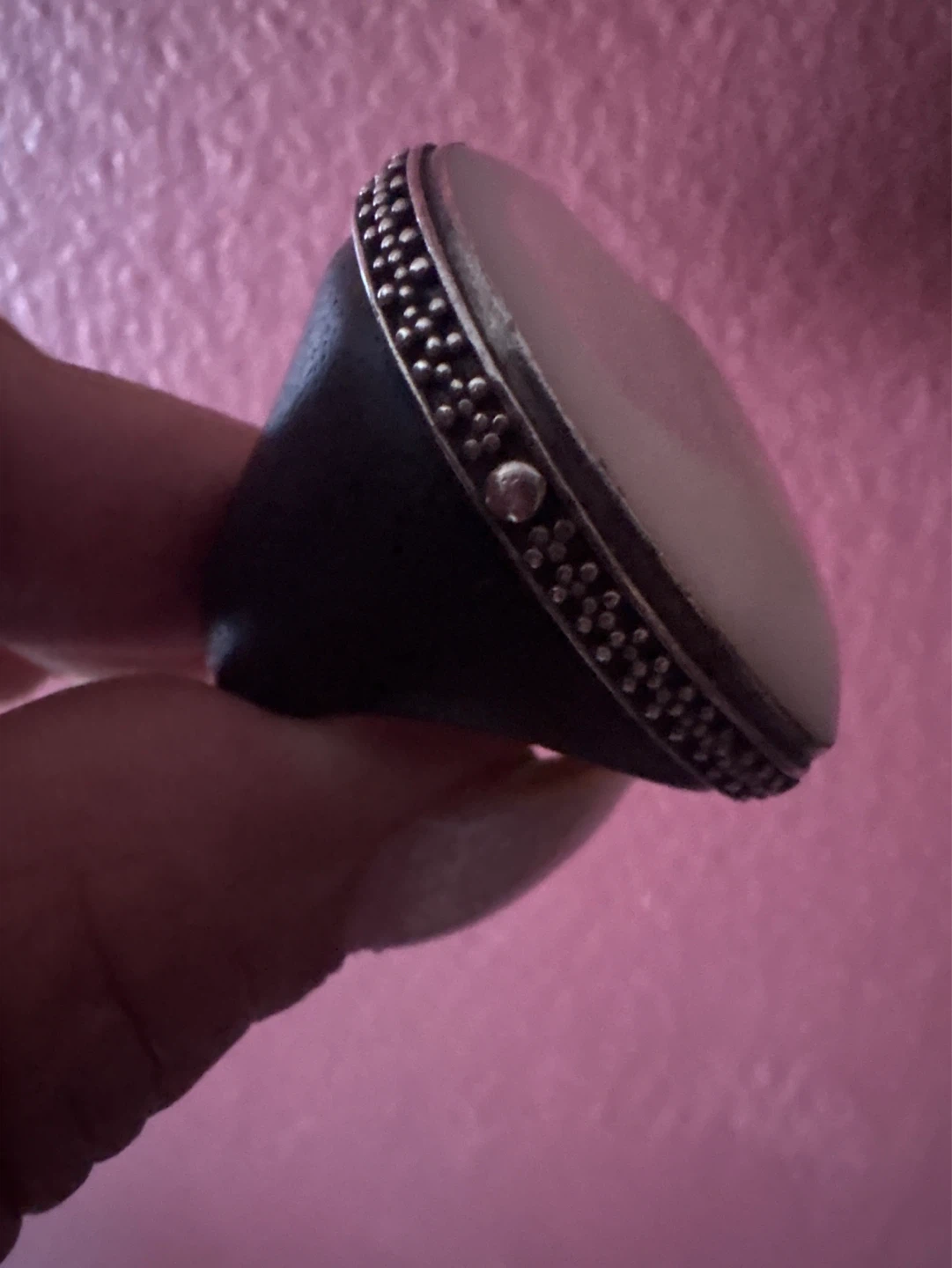 Vintage 925 SS wood Heart Shaped Genuine Mother of Pearl Ring - photo 4