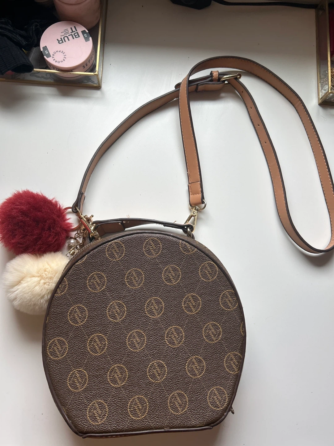 Adrienne Vittadini Round Crossbody Bag with Pom Pom Charms - photo 2