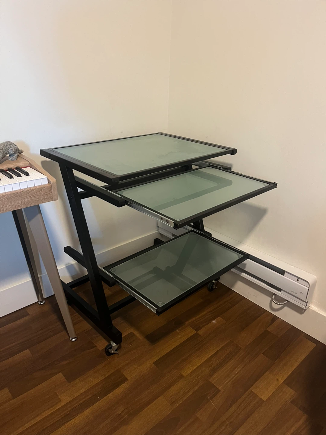 Rolling 3-Tier Desk with Glass Shelves - photo 3