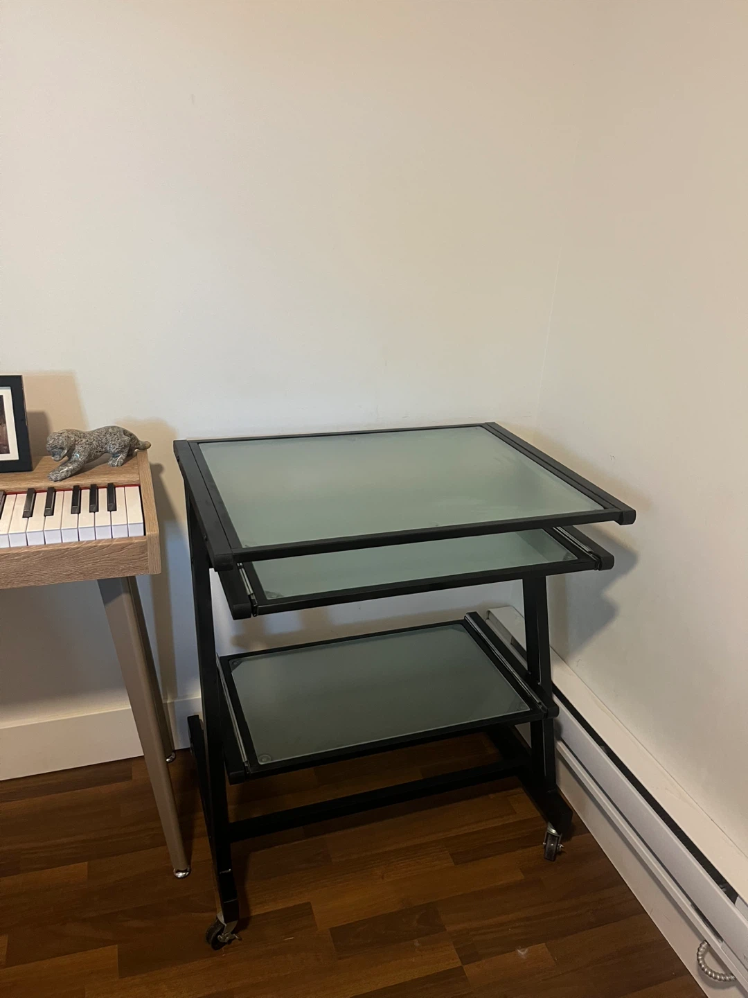 Rolling 3-Tier Desk with Glass Shelves - photo 4