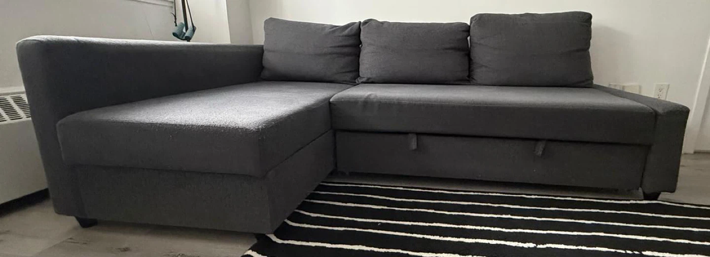 IKEA FRIHETEN  Corner Sofa-Bed – Dark Gray with Mattress Pad