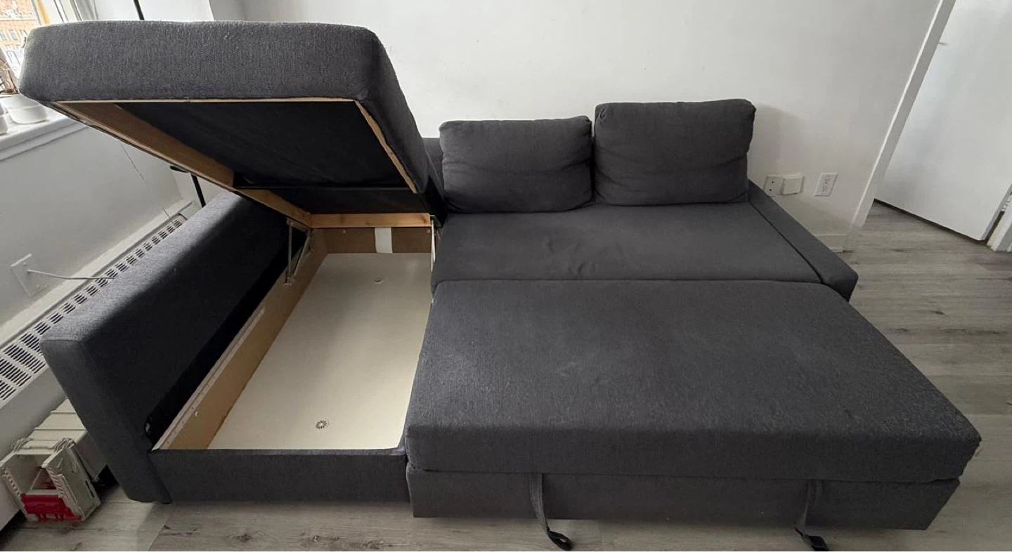 IKEA FRIHETEN  Corner Sofa-Bed – Dark Gray with Mattress Pad - photo 3