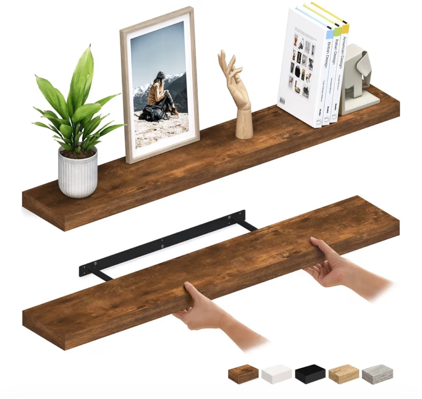 Floating Shelf Set - Wood Finish