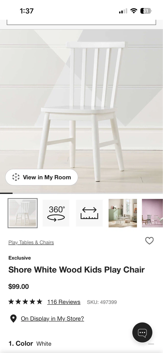 Kids Play Chair - White Wood crate & Barrel - photo 5