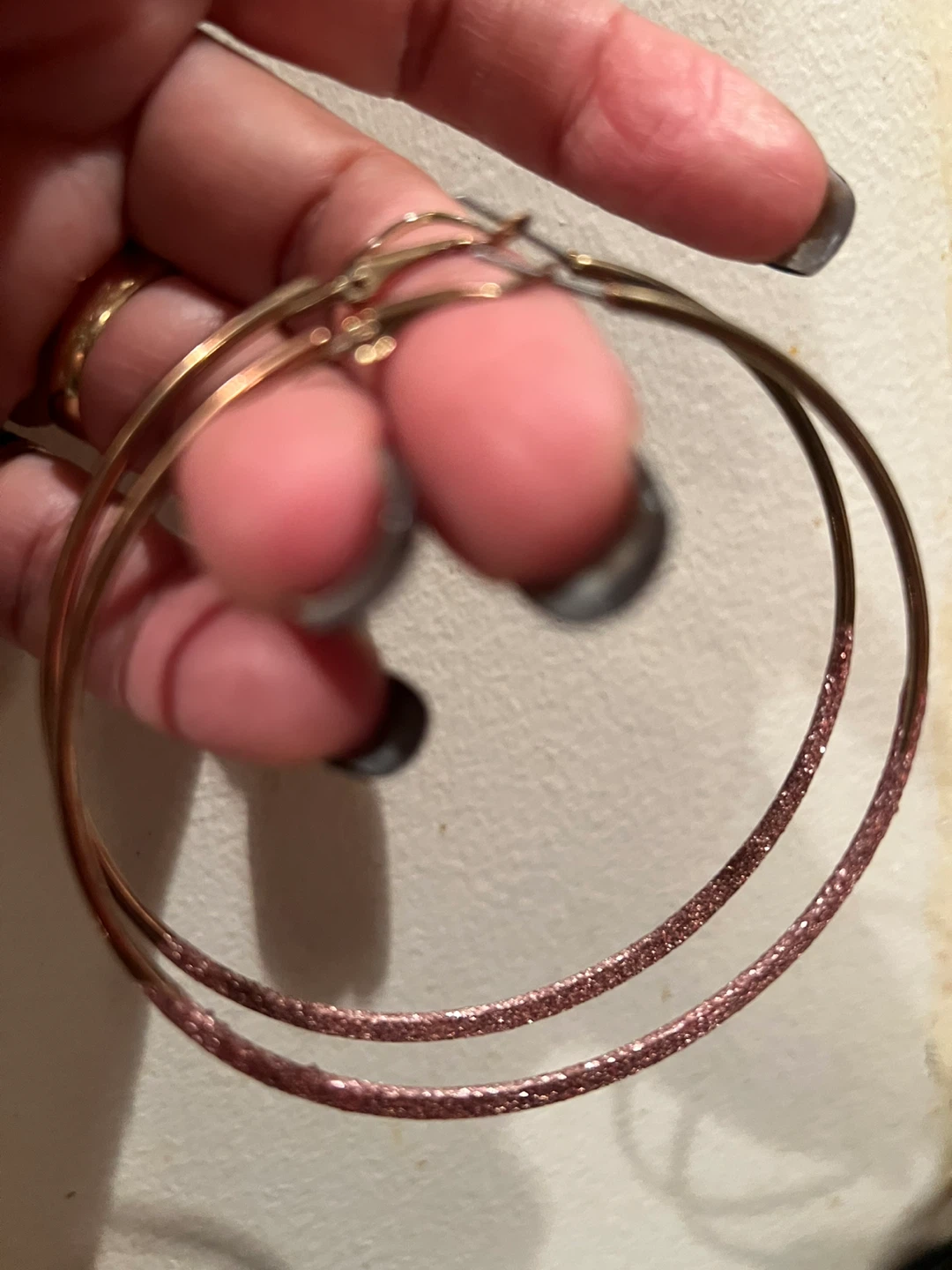 Rose Gold Glitter Hoop Earrings