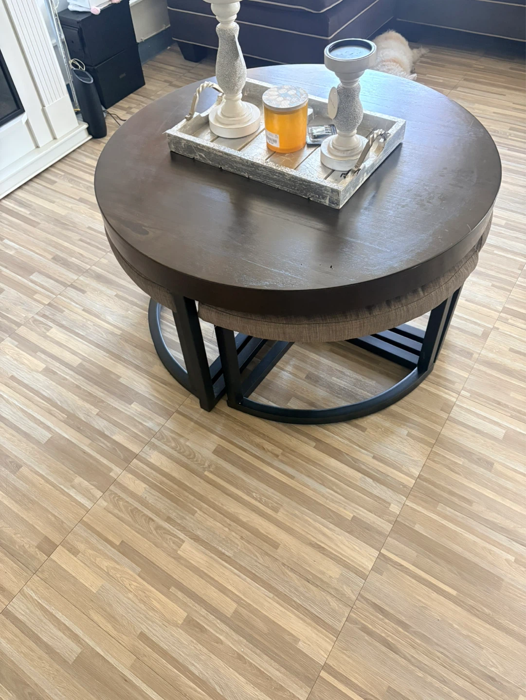 Round Nesting Coffee Table with Ottomans